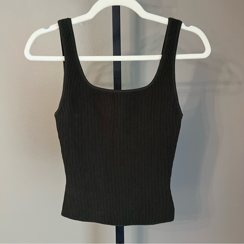 Babaton Aritzia Sculpt Knit Squareneck Tank Top Olive Green Small Contemporary